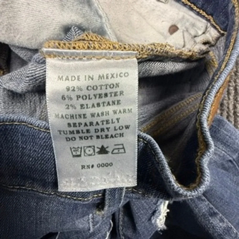 ABLE The High Rise Skinny Jeans Blue Distressed Raw Hem Women Size 26